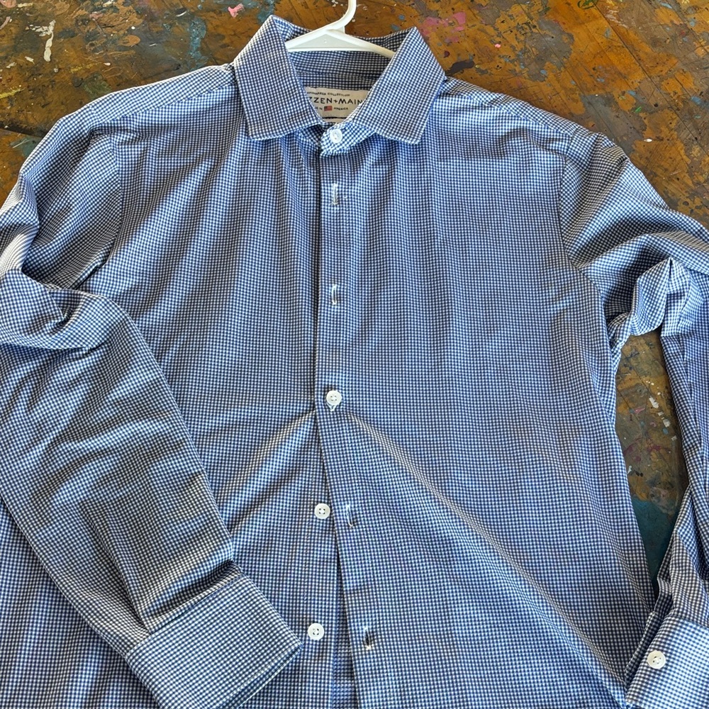 Mizzen+Main Blue and White Gingham Shirt